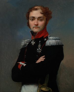 Portrait of Charles-Louis Regnault, an Officer from the Napoleonic Wars by Jean-Baptiste Regnault Oil Painting
