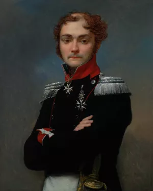 Portrait of Charles-Louis Regnault, an Officer from the Napoleonic Wars by Jean-Baptiste Regnault Oil Painting