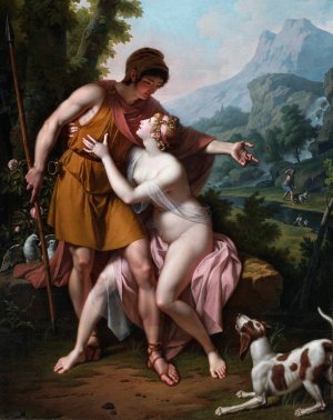 Venus And Adonis by Jean-Baptiste Regnault Oil Painting