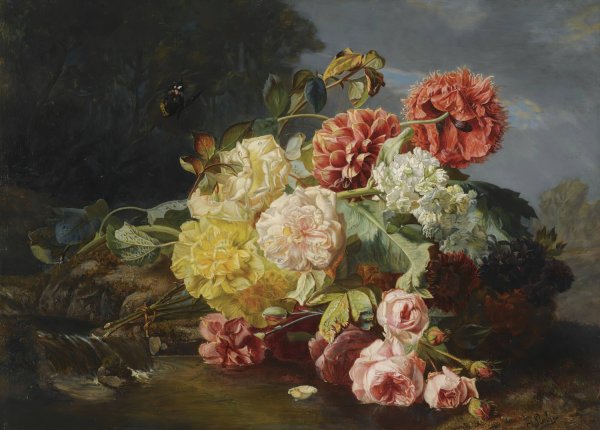Flower still life by Jean-Baptiste Robie - Hand-Painted Oil Painting Reproduction