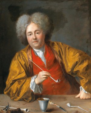 An Elegant Gentleman Holding A Pipe by Jean-Baptiste Santerre Oil Painting