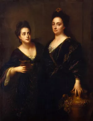 Two Actresses by Jean-Baptiste Santerre - Oil Painting Reproduction