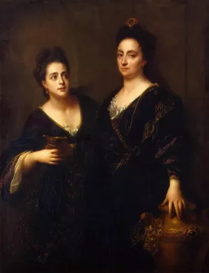 Two Actresses Oil painting by Jean-Baptiste Santerre