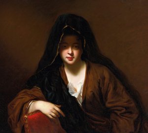 Veiled Woman by Jean-Baptiste Santerre Oil Painting