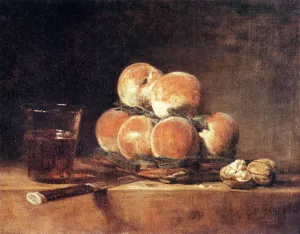 A Basket of Peaches Oil painting by Jean-Baptiste-Simeon Chardin