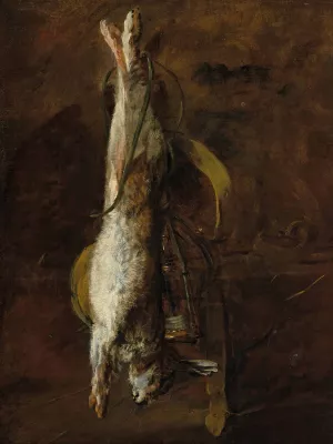 A dead rabbit and a satchel by Jean-Baptiste-Simeon Chardin Oil Painting