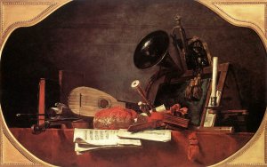 Attributes of Music by Jean-Baptiste-Simeon Chardin Oil Painting