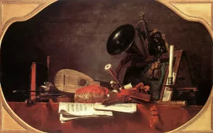 Attributes of Music by Jean-Baptiste-Simeon Chardin - Oil Painting Reproduction