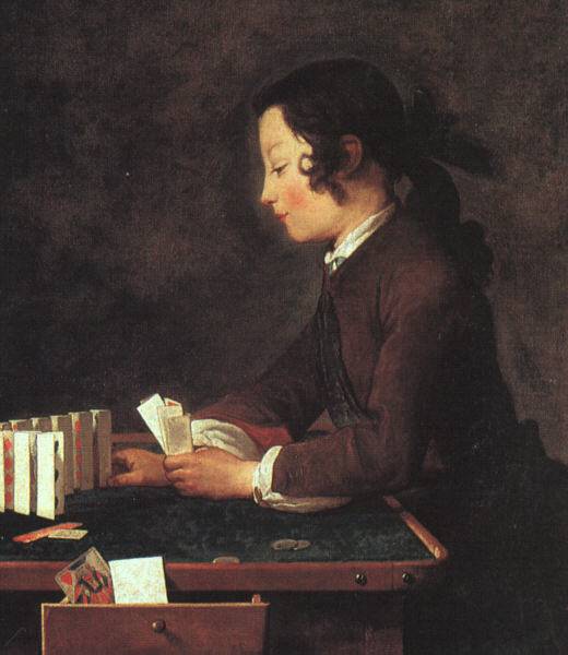 Main Product Photo of Boy Playing with Cards Painting by Jean-Baptiste-Simeon Chardin