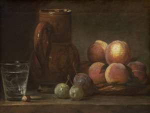Fruit, Jug and a Glass by Jean-Baptiste-Simeon Chardin Oil Painting