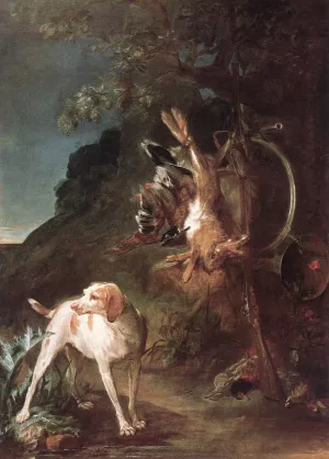 Game Still-Life with Hunting Dog painting by Jean-Baptiste-Simeon Chardin