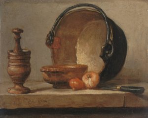 Nature morte au chaudron de cuivre by Jean-Baptiste-Simeon Chardin Oil Painting