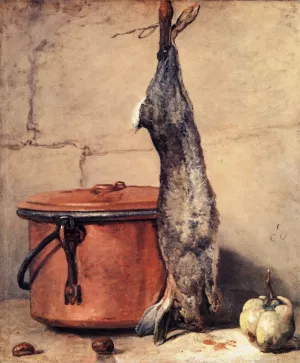 Rabbit, Copper Cauldron and Quince by Jean-Baptiste-Simeon Chardin - Oil Painting Reproduction