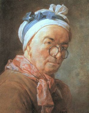 Self Portrait at Easel by Jean-Baptiste-Simeon Chardin Oil Painting