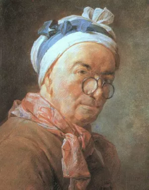 Self Portrait at Easel by Jean-Baptiste-Simeon Chardin Oil Painting