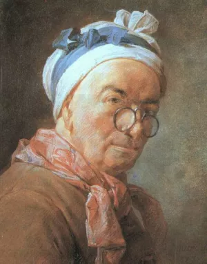 Self Portrait at Easel Oil painting by Jean-Baptiste-Simeon Chardin