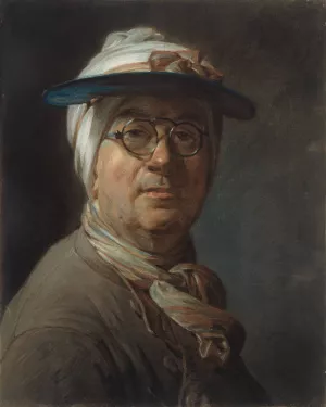 Self-Portrait with a Visor Oil painting by Jean-Baptiste-Simeon Chardin