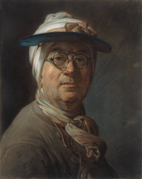 Main Product Photo of Self-Portrait with a Visor  Painting by Jean-Baptiste-Simeon Chardin
