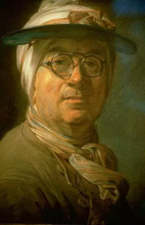 Self Portrait with an Eye-shade by Jean-Baptiste-Simeon Chardin Oil Painting