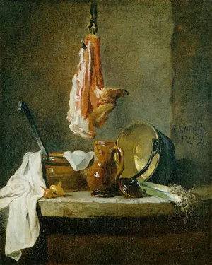 Still Life with a Rib of Beef by Jean-Baptiste-Simeon Chardin Oil Painting