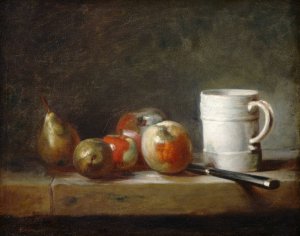 Still Life with a White Mug by Jean-Baptiste-Simeon Chardin Oil Painting