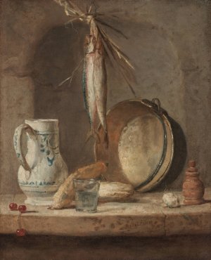 Still Life with Herrings by Jean-Baptiste-Simeon Chardin Oil Painting
