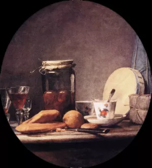 Still Life with Jar of Apricots by Jean-Baptiste-Simeon Chardin - Oil Painting Reproduction