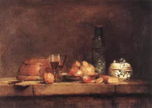 Still-Life with Jar of Olives Oil painting by Jean-Baptiste-Simeon Chardin