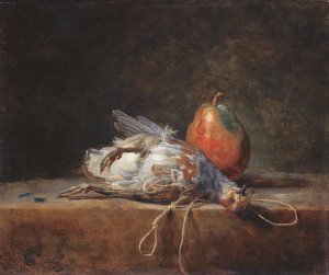 Still Life With Partridge And Pear by Jean-Baptiste-Simeon Chardin Oil Painting