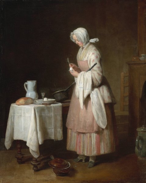 Main Product Photo of The Attentive Nurse  Painting by Jean-Baptiste-Simeon Chardin