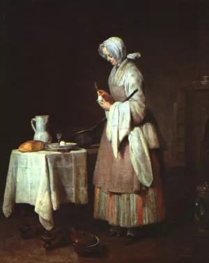 The Attentive Nurse by Jean-Baptiste-Simeon Chardin - Oil Painting Reproduction
