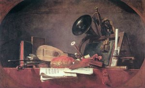 The Attributes of Music by Jean-Baptiste-Simeon Chardin Oil Painting