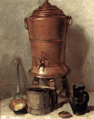 The Copper Drinking Fountain by Jean-Baptiste-Simeon Chardin - Oil Painting Reproduction
