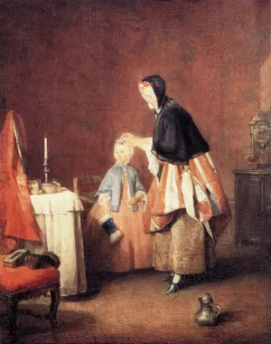 The Dressing Table by Jean-Baptiste-Simeon Chardin Oil Painting