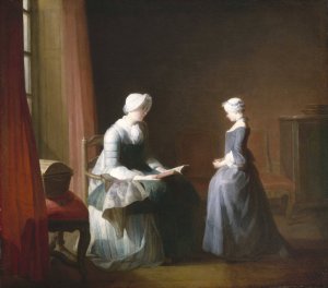 The Good Education by Jean-Baptiste-Simeon Chardin Oil Painting
