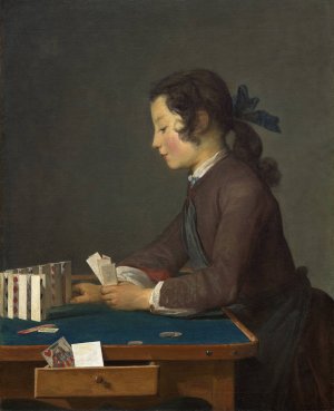 The House of Cards by Jean-Baptiste-Simeon Chardin Oil Painting