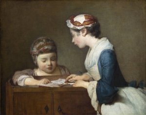 The Little Schoolmistress by Jean-Baptiste-Simeon Chardin Oil Painting