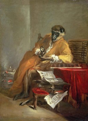 The Monkey Antiquarian by Jean-Baptiste-Simeon Chardin Oil Painting