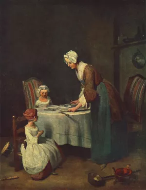 The Prayer Before Meal by Jean-Baptiste-Simeon Chardin - Oil Painting Reproduction