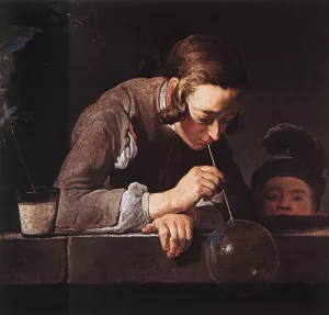 The Soap Bubble by Jean-Baptiste-Simeon Chardin - Oil Painting Reproduction