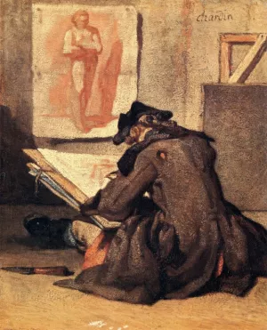 The Student Drawing by Jean-Baptiste-Simeon Chardin - Oil Painting Reproduction