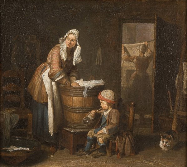 Main Product Photo of The Washerwoman Painting by Jean-Baptiste-Simeon Chardin