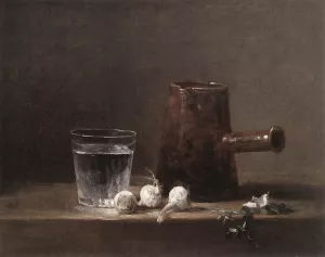 Water Glass and Jug by Jean-Baptiste-Simeon Chardin - Oil Painting Reproduction