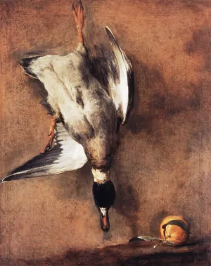 Wild Duck with a Seville Oraange by Jean-Baptiste-Simeon Chardin - Oil Painting Reproduction