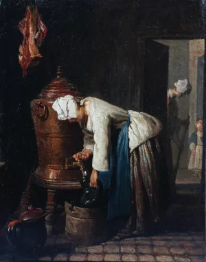 Woman Drawing Water at the Cistern Oil painting by Jean-Baptiste-Simeon Chardin