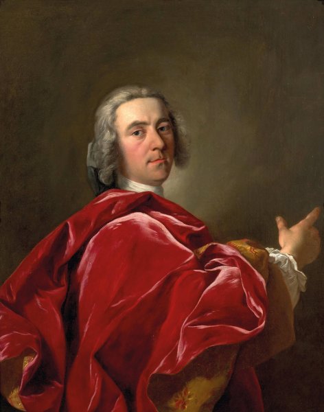 Portrait Of A Gentleman In A Red Velvet Cloak by Jean-Baptiste Van Loo - Hand-Painted Oil Painting Reproduction