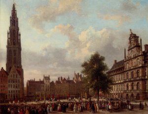 The Meir, Antwerp Oil painting by Jean Baptiste Van Moer
