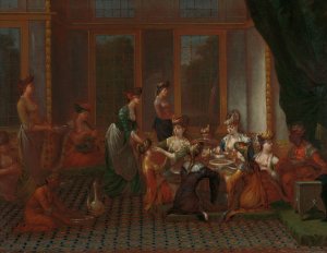 Banquet of Distinguished Turkish Women by Jean Baptiste Vanmour Oil Painting