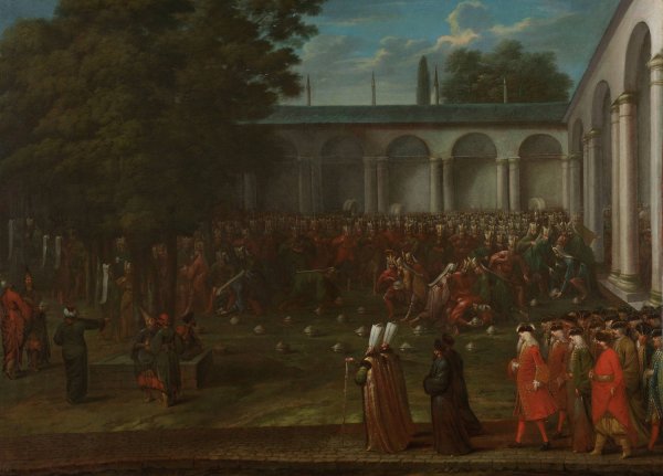 Cornelis Calkoen on his Way to his Audience with Sultan Ahmed III  by Jean Baptiste Vanmour - Hand-Painted Oil Painting Reproduction