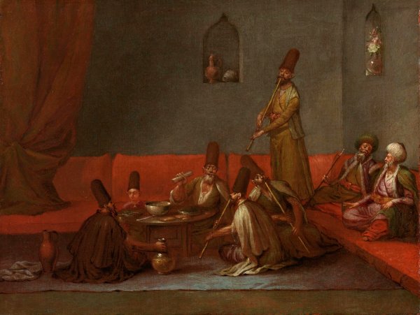 Dervishes Sharing a Meal  by Jean Baptiste Vanmour - Hand-Painted Oil Painting Reproduction